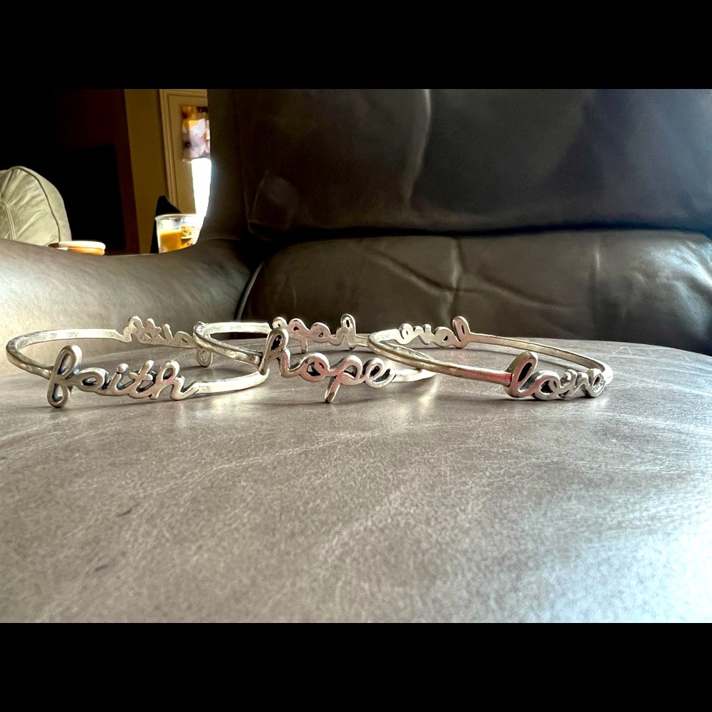 3 bracelets- Faith, Hope, Love.